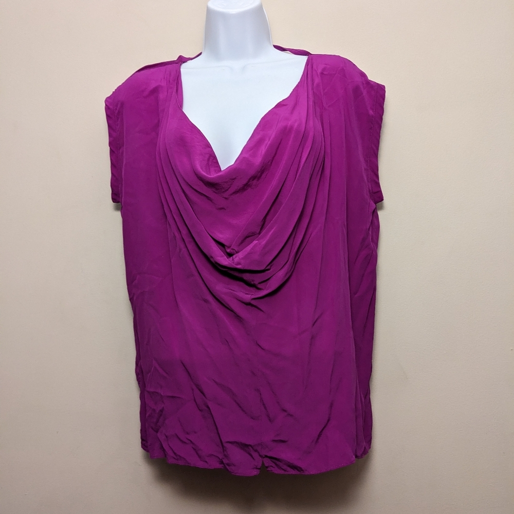 MYNE silk Purple Drape Neck Top S